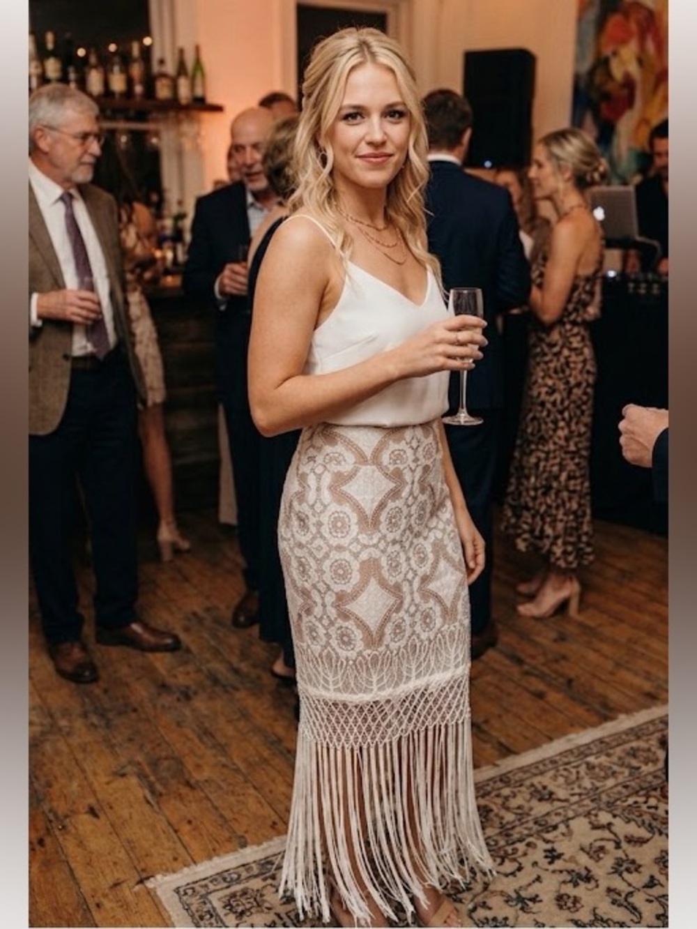 The wallflower boho Lace and crochet fringe pencil skirt